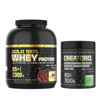 GOLD %100 Whey Protein Tozu 2300 G + CREATORQ %100 Micronized Creatine Monohydrate 300 G  